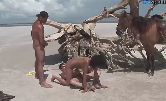 Triple Temptation at Sea Shore